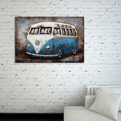 Empire Art Direct Blue Bus Mixed Media Wall Art