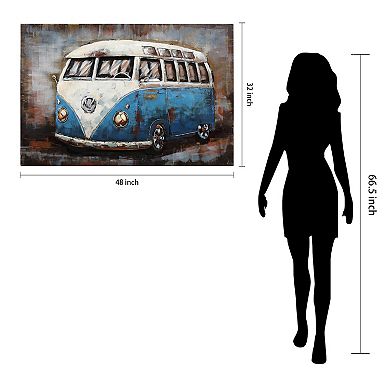 Empire Art Direct Blue Bus Mixed Media Wall Art