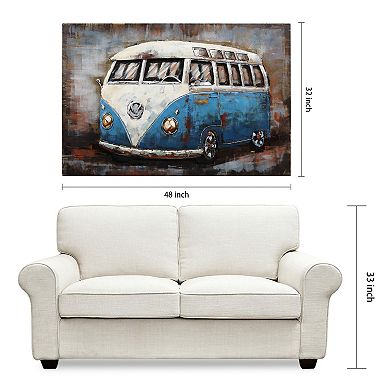 Empire Art Direct Blue Bus Mixed Media Wall Art