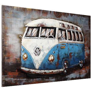 Empire Art Direct Blue Bus Mixed Media Wall Art