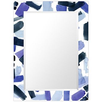 Empire Art Direct Cerulean Strokes Rectangular Beveled Wall Mirror