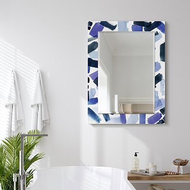 Empire Art Direct Cerulean Strokes Rectangular Beveled Wall Mirror