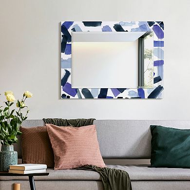 Empire Art Direct Cerulean Strokes Rectangular Beveled Wall Mirror