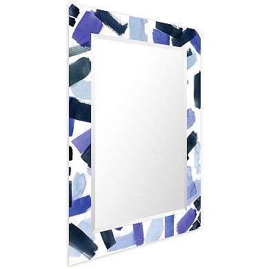 Empire Art Direct Cerulean Strokes Rectangular Beveled Wall Mirror