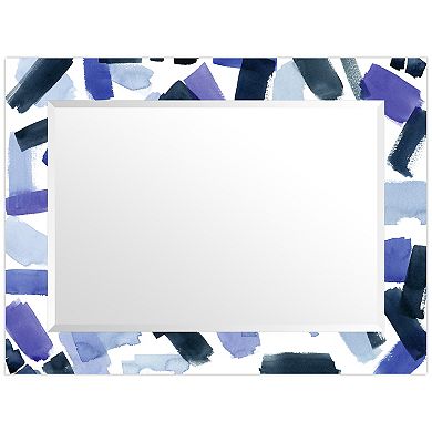 Empire Art Direct Cerulean Strokes Rectangular Beveled Wall Mirror