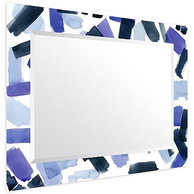 Empire Art Direct Cerulean Strokes Rectangular Beveled Wall Mirror