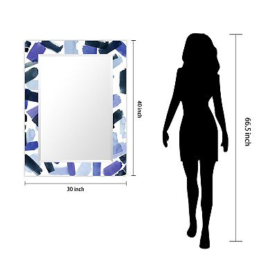 Empire Art Direct Cerulean Strokes Rectangular Beveled Wall Mirror