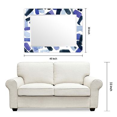 Empire Art Direct Cerulean Strokes Rectangular Beveled Wall Mirror