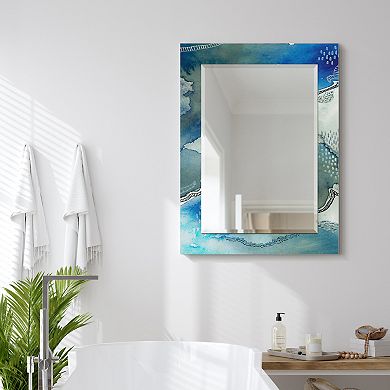 Empire Art Direct Subtle Blues Rectangular Beveled Wall Mirror