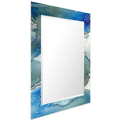 Empire Art Direct Subtle Blues Rectangular Beveled Wall Mirror