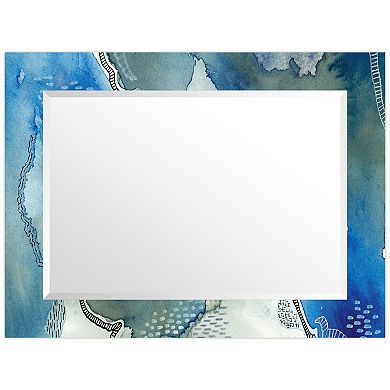 Empire Art Direct Subtle Blues Rectangular Beveled Wall Mirror