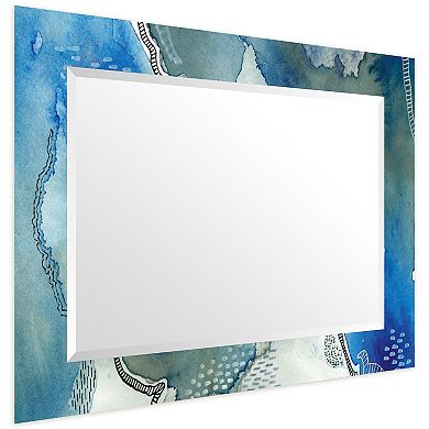 Empire Art Direct Subtle Blues Rectangular Beveled Wall Mirror