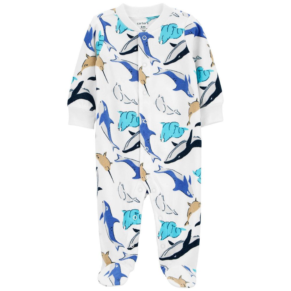 Carter's PurelySoft Baby Boy Whale Print Zip-up Footie Coverall main image 0