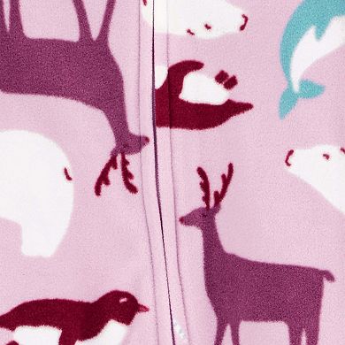 Baby Girl Carter's Animal Print Fleece Sleep & Play