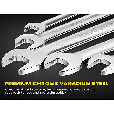 Enventor Flex-Head Ratcheting Combination Reach Wrench Sets - 12 Pieces, CR-V Steel, 72-Teeth, with Carrying Bag Organizer