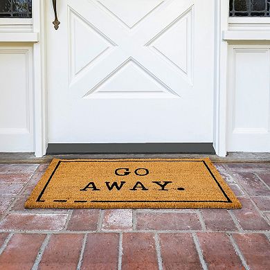 Go Away Doormat, Funny Front Door Welcome Mat for Porch or Patio, Natural Coco Coir (17 x 30 In)