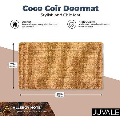 Plain Coco Coir Door Mat - 17" X 30" Bare Natural Doormat For Outdoor Entrance
