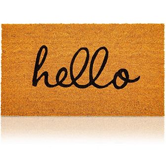 Hello Welcome Coco Coir Mat, Nonslip Outdoor Natural Door Mat (17 x 30 in