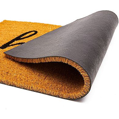 Hello Welcome Coco Coir Mat, Nonslip Outdoor Natural Door Mat (17 x 30 In)