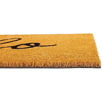 Hello Welcome Coco Coir Mat, Nonslip Outdoor Natural Door Mat (17 x 30 In)