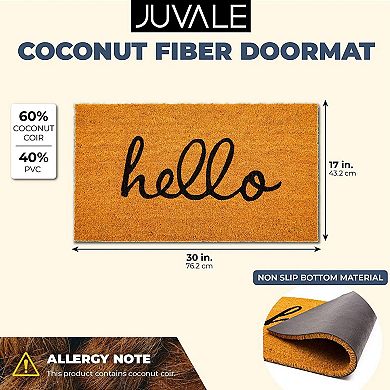 Hello Coco Coir Doormat for Patio, Natural Fall Welcome Mat for Front Door (17 x 30 In)