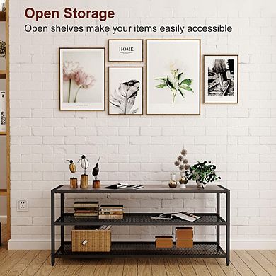 Year Color 3-Tier Entertainment Center Industrial TV Stand with Open Storage Shelves