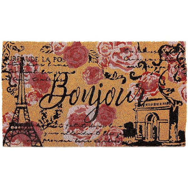 Eiffel Tower Door Mat, Paris Bonjour Home Decor (Coir, 17 x 30 in)