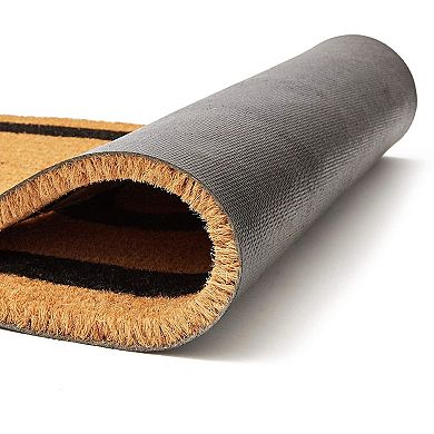 Hello Long Entry Way Doormat, Nonslip Natural Coco Coir Mat (17 x 60 in)