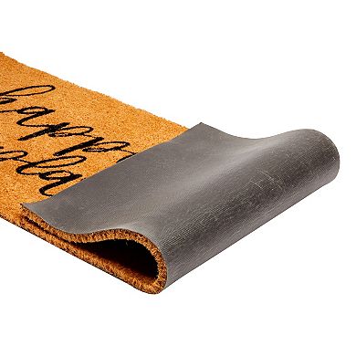 Nonslip Coco Coir Front Door Welcome Mat, Happy Place Outdoor Rug (17 x 60 In)