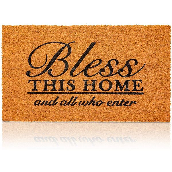 Coco Coir Bless This Home and All Who Enter Door Mat for Front Entrance