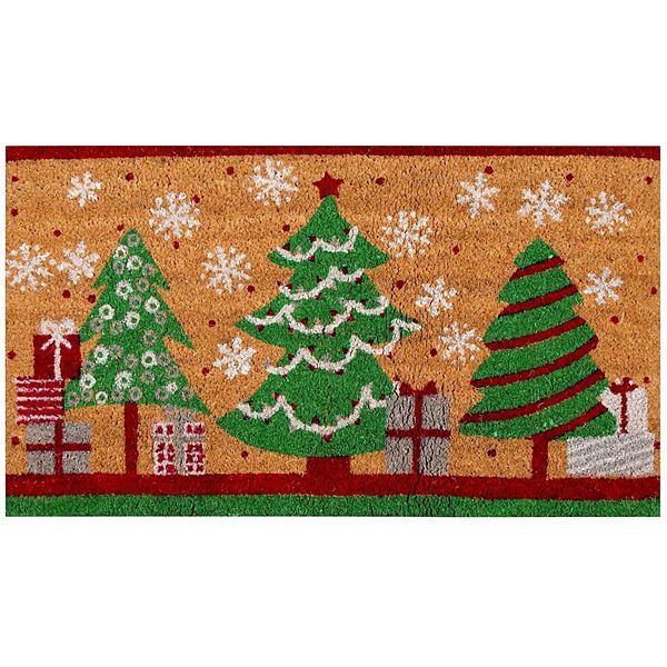 Christmas Tree Mat for Front Door, Natural Coir (30 x 17 in)