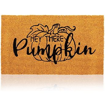 Natural Coir Welcome Door Mat, Hey There Pumpkin Fall Decor, 30 x 17 in