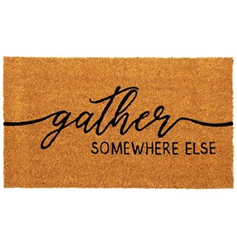 Fall Welcome Mat for Thanksgiving Front Door, Gather Somewhere Else, 17 x 30 in