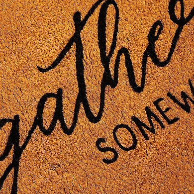 Fall Welcome Mat for Thanksgiving Front Door, Gather Somewhere Else, 17 x 30 In