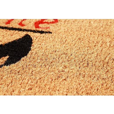 Nautical Anchor Welcome Mat for Front Door, Natural Coir Doormat (30 x 17 in)