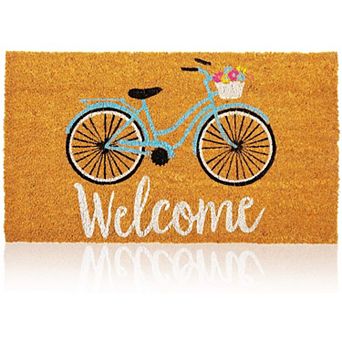 Natural Coir Doormat, Bicycle Welcome Mat (30 x 17 in