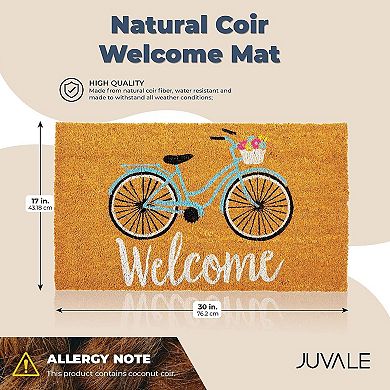 Natural Coir Doormat, Bicycle Welcome Mat (30 x 17 Inches)