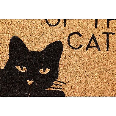 Beware of The Cat Welcome Mat for Front Door, Natural Coir Doormat (30 x 17 in)