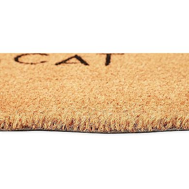 Beware of The Cat Welcome Mat for Front Door, Natural Coir Doormat (30 x 17 in)