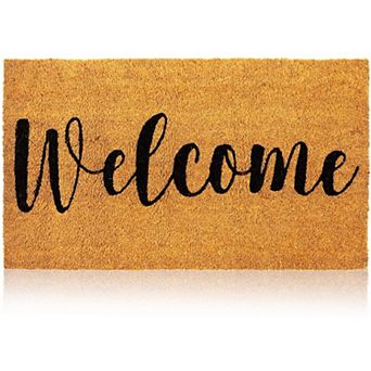 Natural Coir Doormat, Welcome Mat for Front Door (30 x 17 in