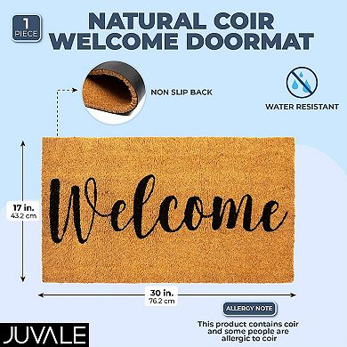 Natural Coir Doormat, Welcome Mat for Front Door (30 x 17 In)