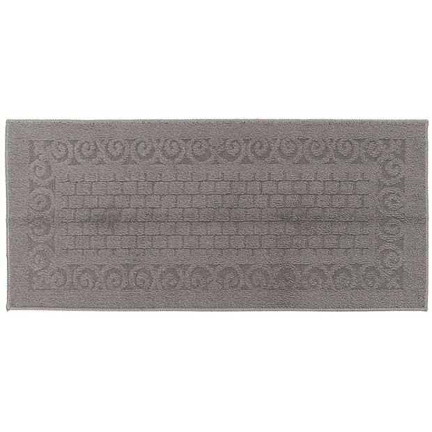 Grey Rubber Backed Rug, Washable Long Kitchen Mat for Home Entryway (43 x  20 In)