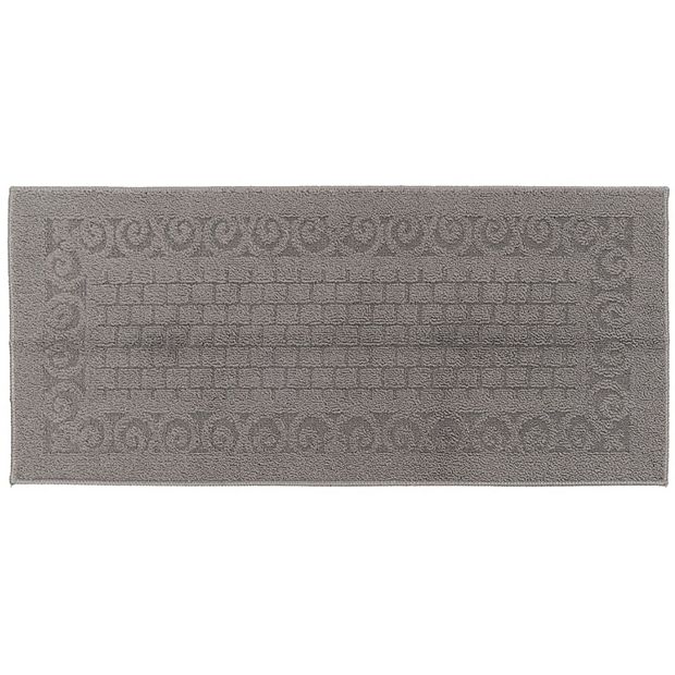 Grey Rubber Backed Rug, Washable Long Kitchen Mat for Home Entryway (43 x  20 In)