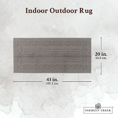 Grey Rubber Backed Rug, Washable Long Kitchen Mat for Home Entryway (43 x 20 In)