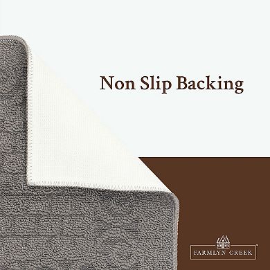 Grey Rubber Backed Rug, Washable Long Kitchen Mat for Home Entryway (43 x 20 In)
