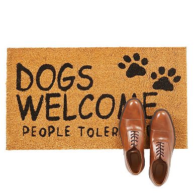Natural Coco Coir Mat, Dogs Welcome People Tolerated, Outdoor Dog Door Mat for Porch (30 x 17 In)
