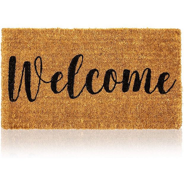 Natural Coir Doormat, Welcome Mats for Front Door Outdoor Entry (17 x 30  Inches)