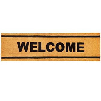 Natural Coco Large Welcome Mat for Entry Way, Long Coir Outdoor Rug, 17 x 60 in