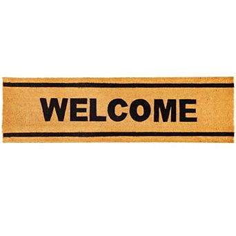 Natural Coco Large Welcome Mat for Entry Way, Long Coir Outdoor Rug, 17 x 60 in