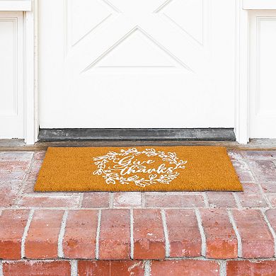 Thanksgiving Welcome Mat for Front Door, Outdoor Fall Rug for Porch, Give Thanks (30 x 17 In)